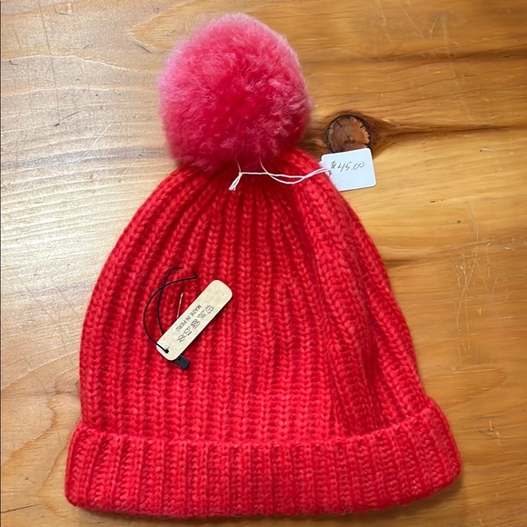 Accessories - 07. Red Knit Beanie with Pink Pom Pom